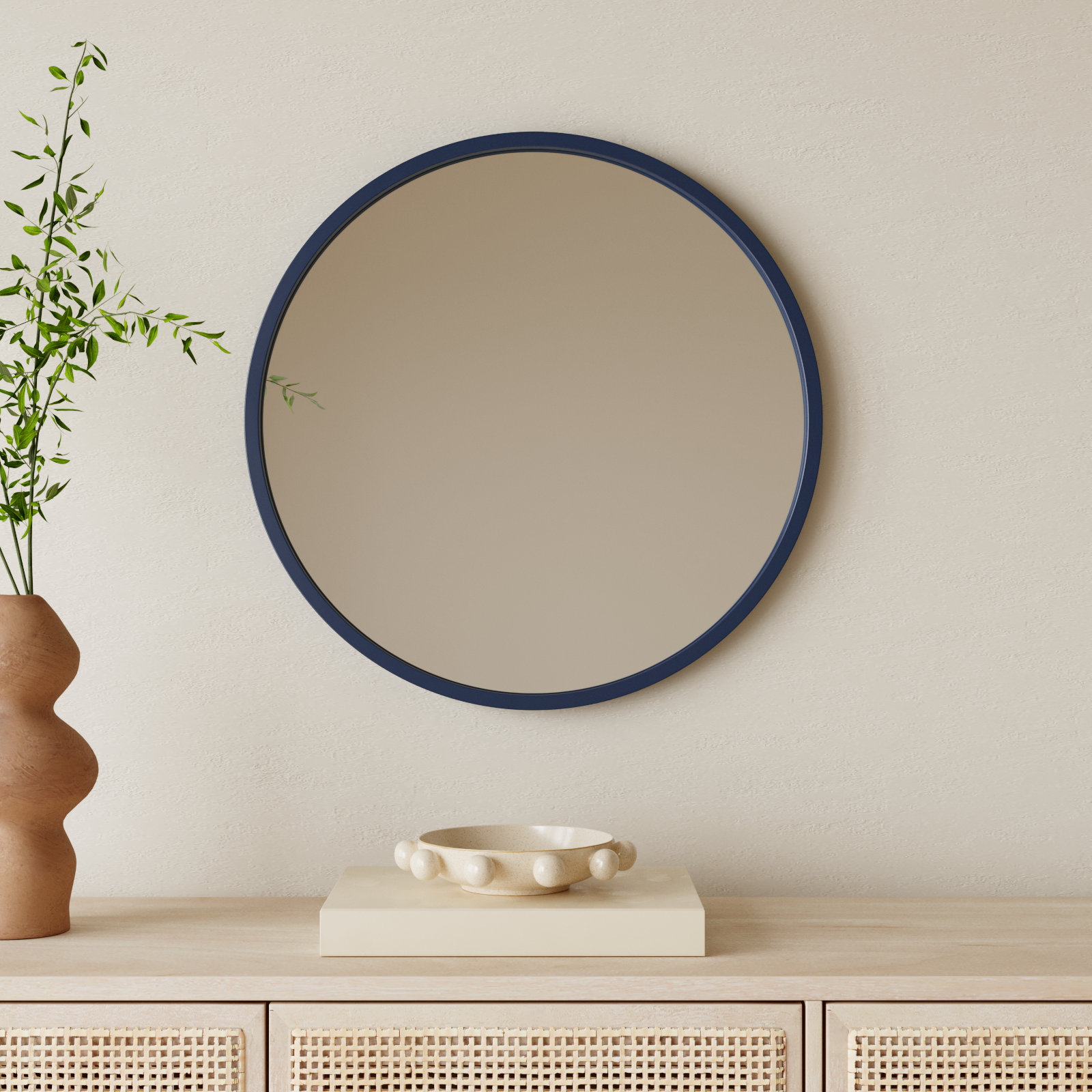 Arranjeet Accent Mirror, 25.6" x 25.6", Navy Blue