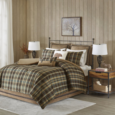 Hadley Tan/Taupe/Dark Brown Microfiber Traditional Comforter Set