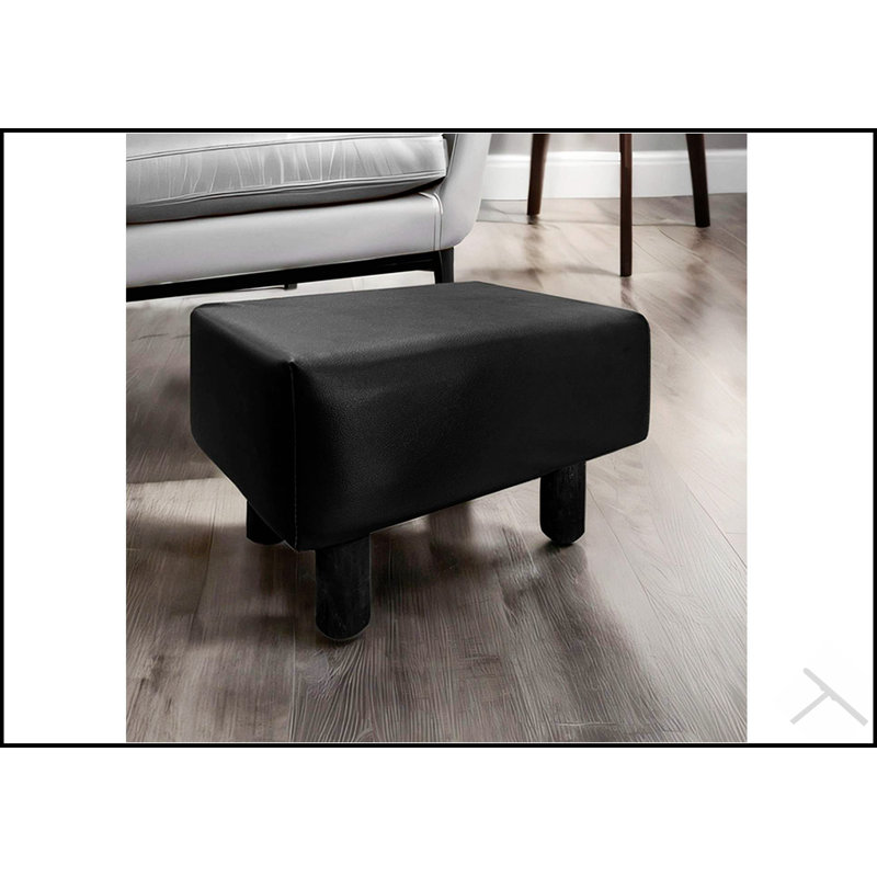 Ensemble de 2 tabourets contemporains, rembourrés noirs et pieds en bois, polyvalents et élégants pour les intérieurs modernes