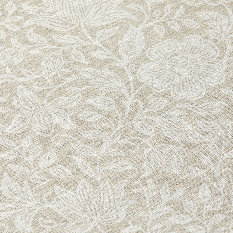 Machine Washable Indoor/Outdoor Chantille ACN2572 Floral Rug, 2'3" x 7'6" Runner, Beige