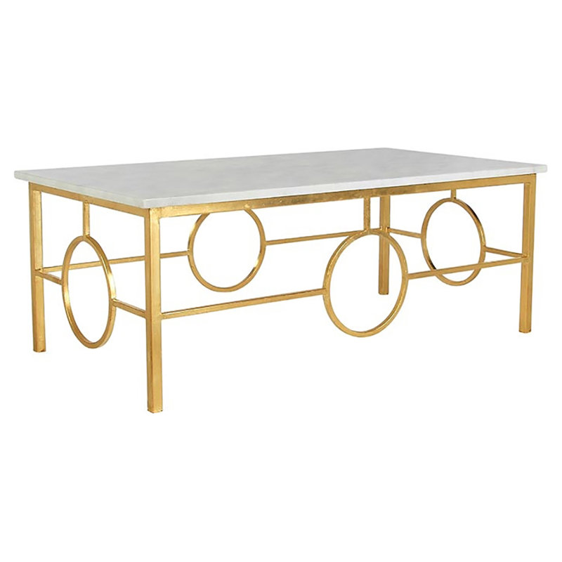 Table basse Milano, Feuille d’or, Marbre de Carrare