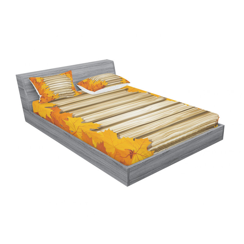 Ensemble de draps leaveson retombé, Ensemble de draps pour lit double avec un drap-hou