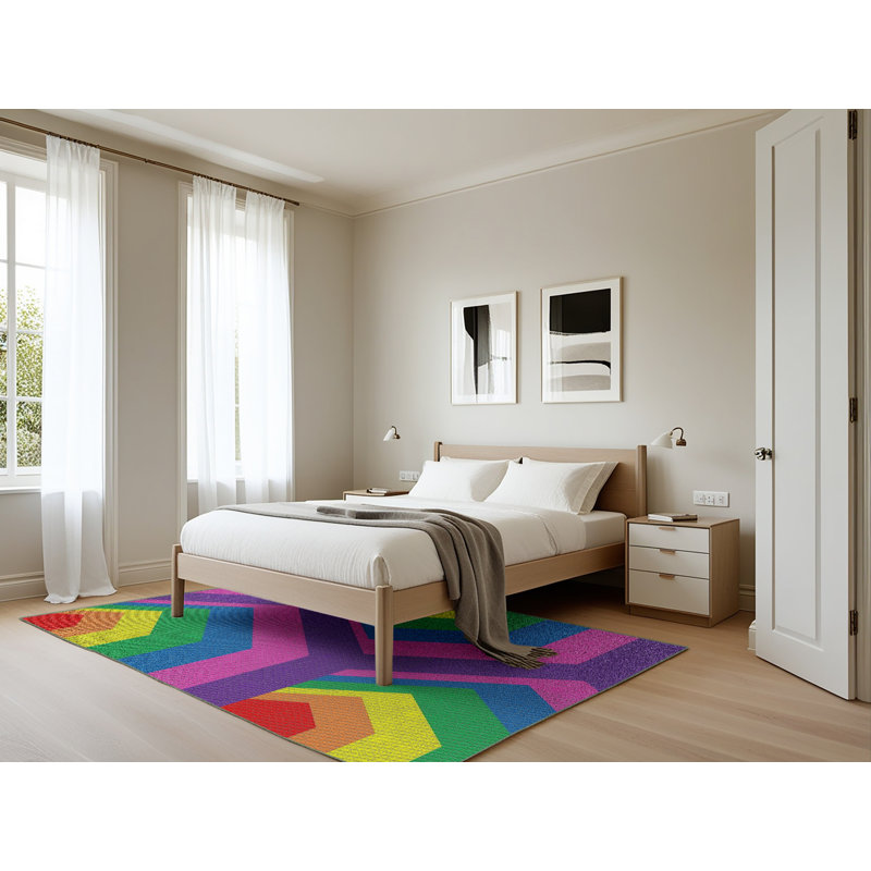 Geometric Indoor Rug, Rectangle 5' x 7'