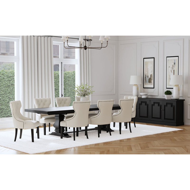 Florence 9-piece 126-inch Extension Dining Table Set Beige, Beige, 9 Pieces: Table, 8 Chairs