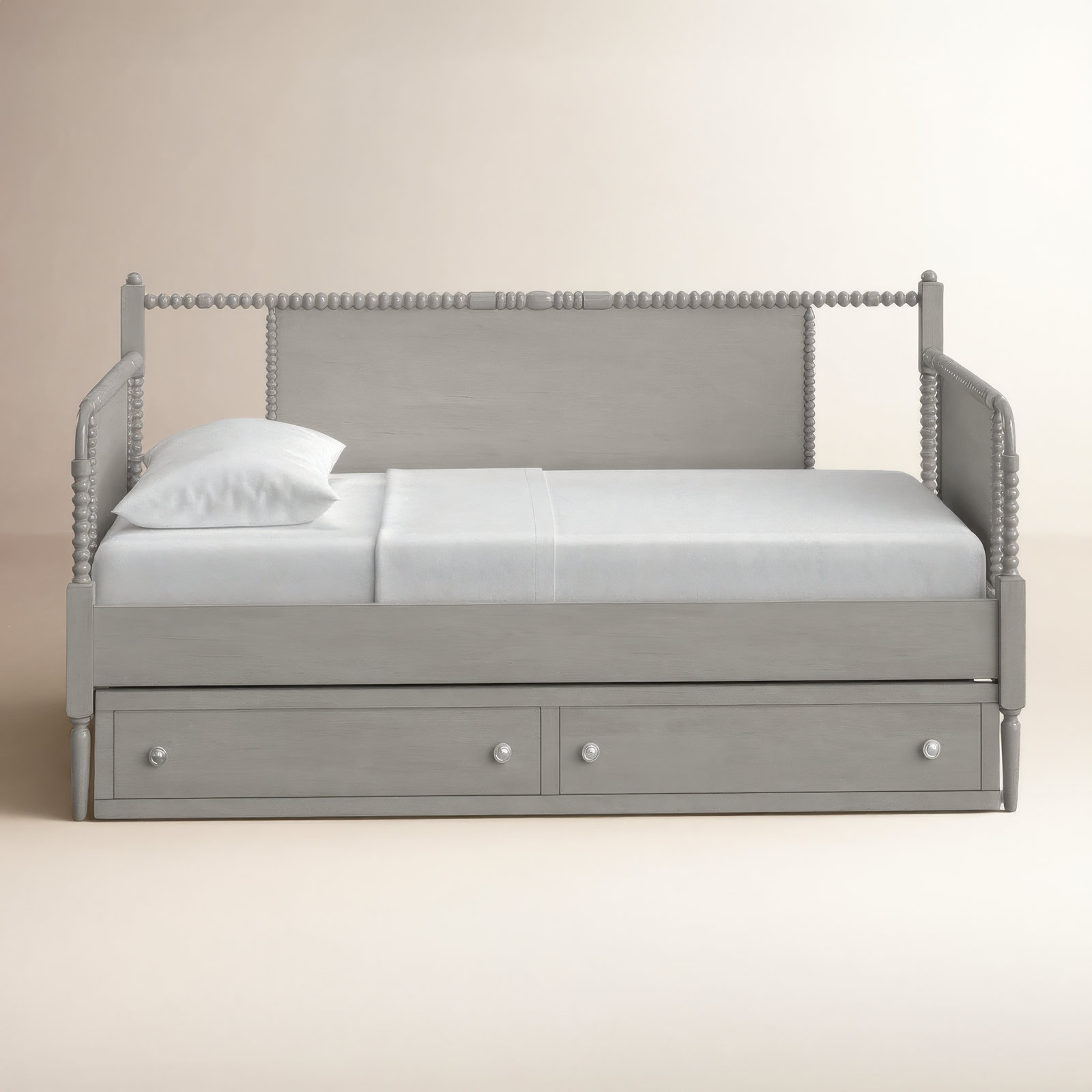 Delaria Turned Leg Daybed with Trundle - Twin, Antique Gray
