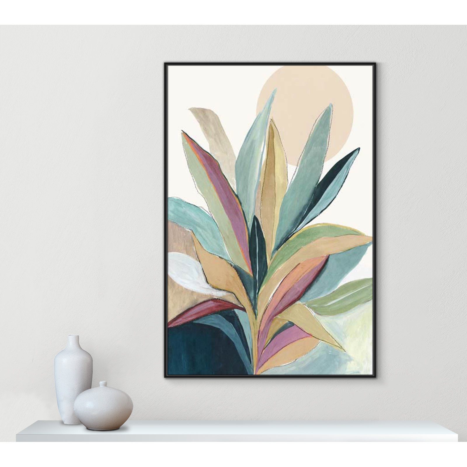 Sherbrooke Sunny Bright Leaves I by Asia Jensen Print, No Mat, 61.5" H x 41.5" W x 2" D, Black Floater Framed