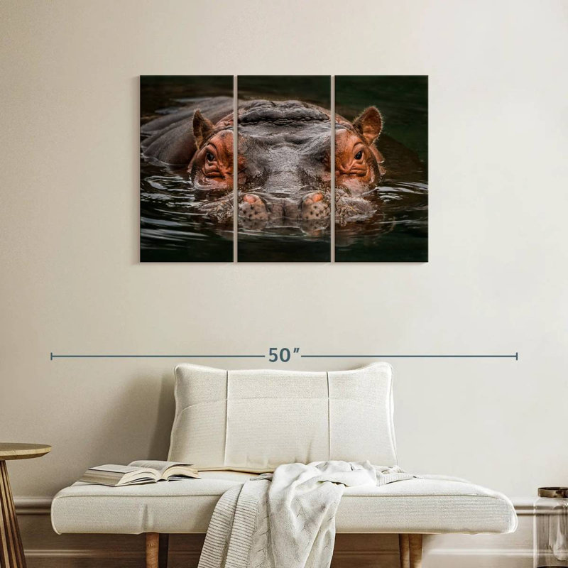 Hippopotame submergé Brampt, H 24 po x l 38 po