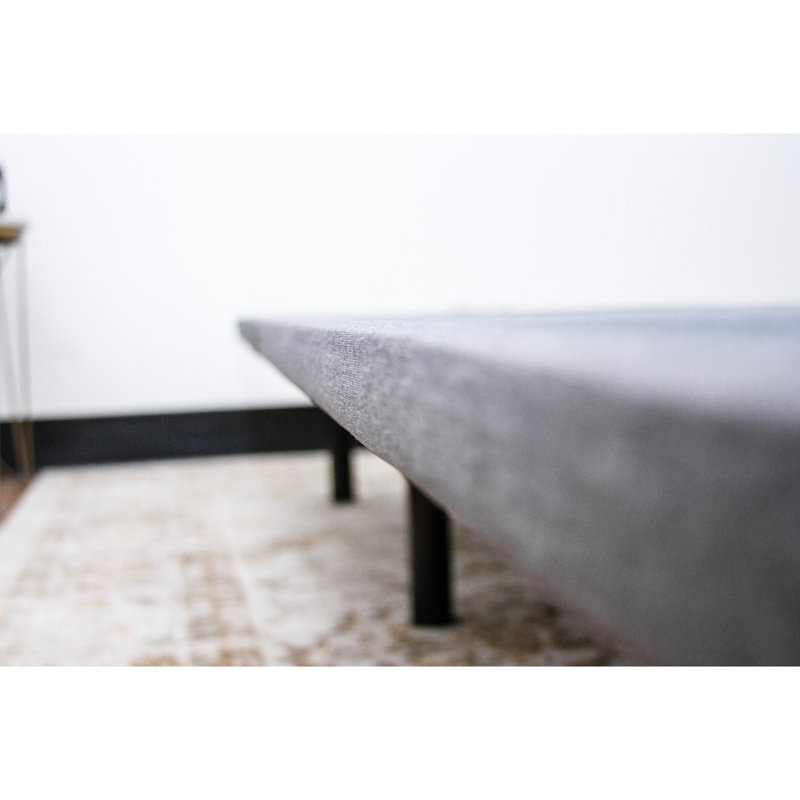 Upholstered Mattress Platform - Black + Gray, Adjustable 6, 1000 Lbs Support, Plywood Base And, Twin