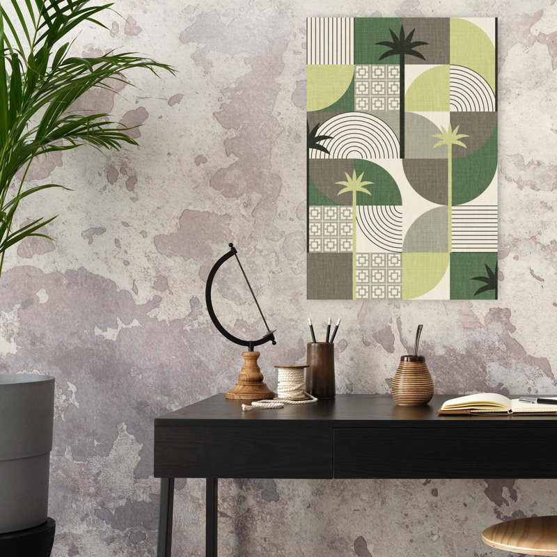 Art contemporain contemporain, art abstrait et abstrait palmier, H 24 po x l 16 po, Vert