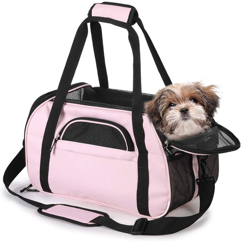 Support pour animal pliable à côtés souples pour petits chiens, chats et chiots, Rose, H 13 po x l 10 po x P 19 po
