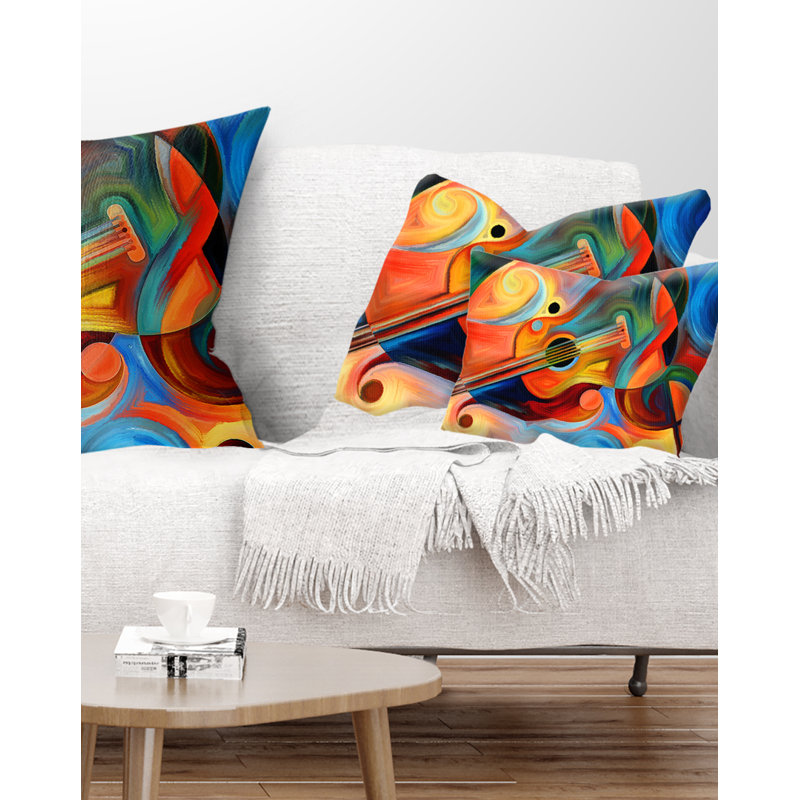 Music and Rhythm - Abstract Printed Pillow, Rectangular, 12" x 20", Polyester