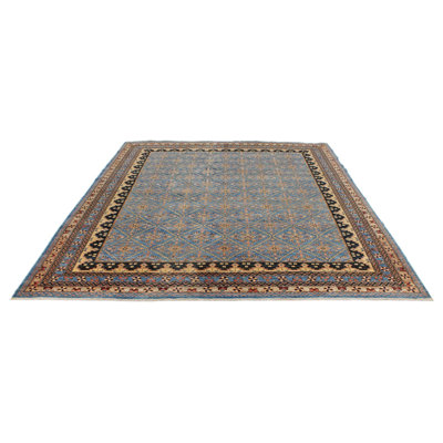 Tapis traditionnel bleu clair et chameau 8 x 10