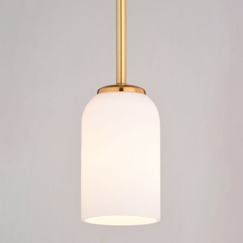 Shelby Natural Brass Mini Pendant Light with White Glass Shade