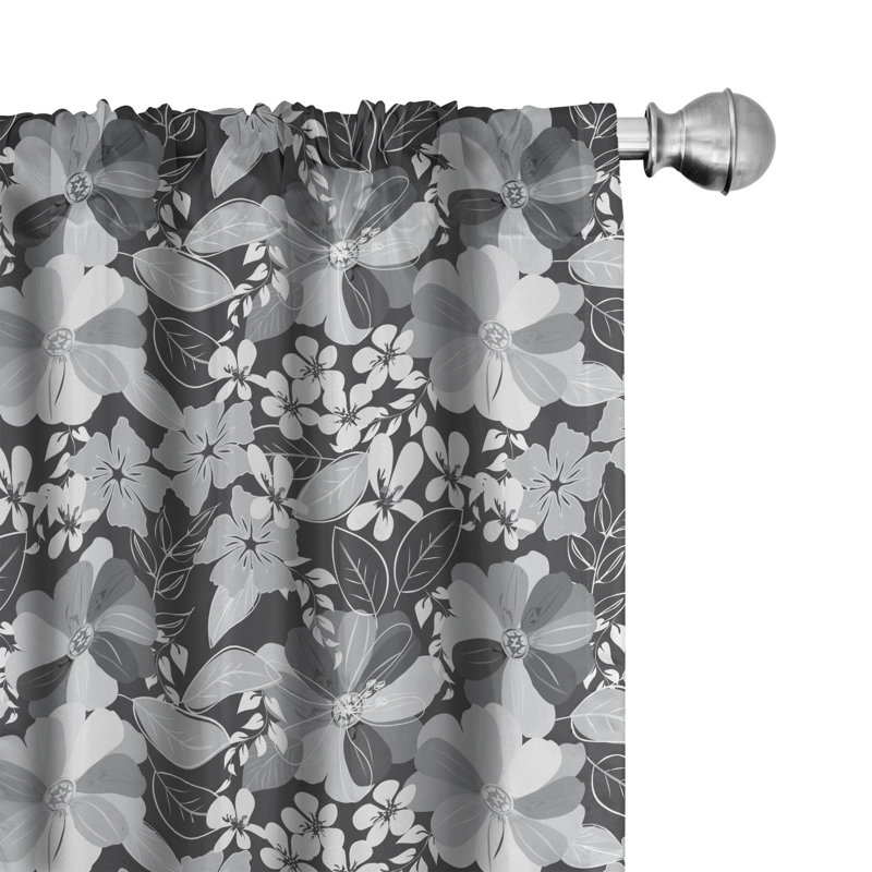 Floral Semi-Sheer Rod Pocket Curtain Panels, 28" W x 95" L