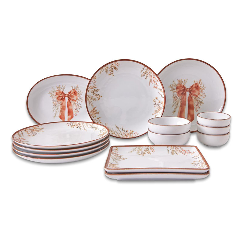 Ensemble de petit déjeuner 14 pièces 100% ruban de porcelaine 14 pièces