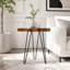 Table d'appoint en teck recyclé à bords naturels avec pattes en épingle à cheveux-865282920