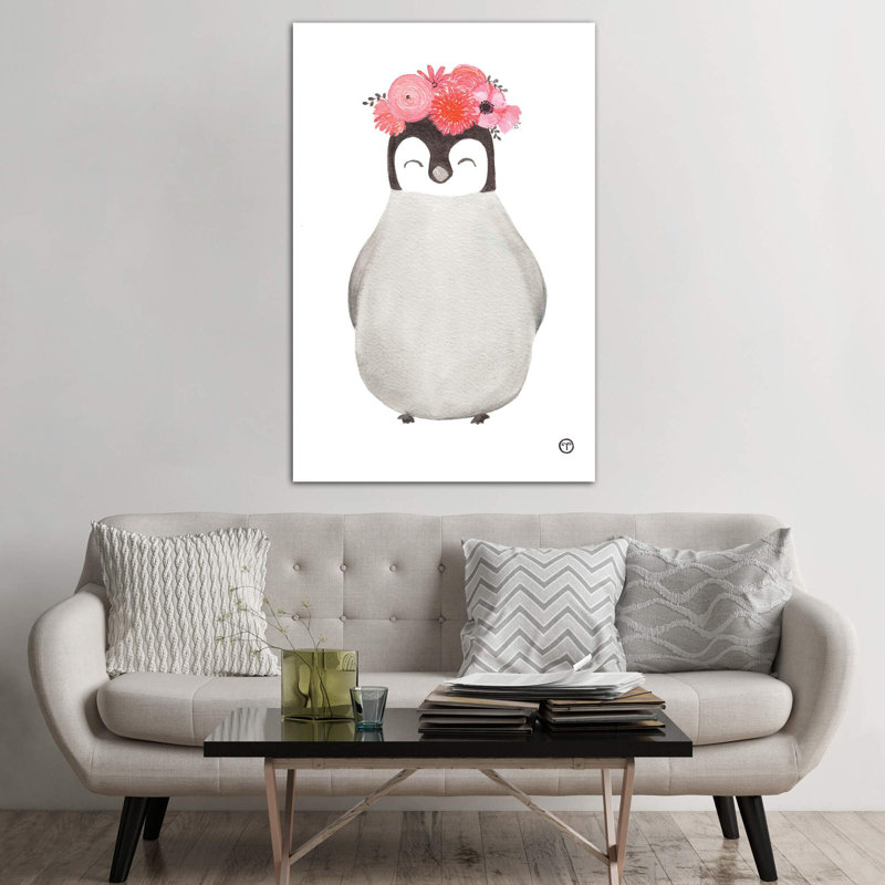 Art pingouin, Toile tendue, H 60 po x l 40po x P 1,5 po