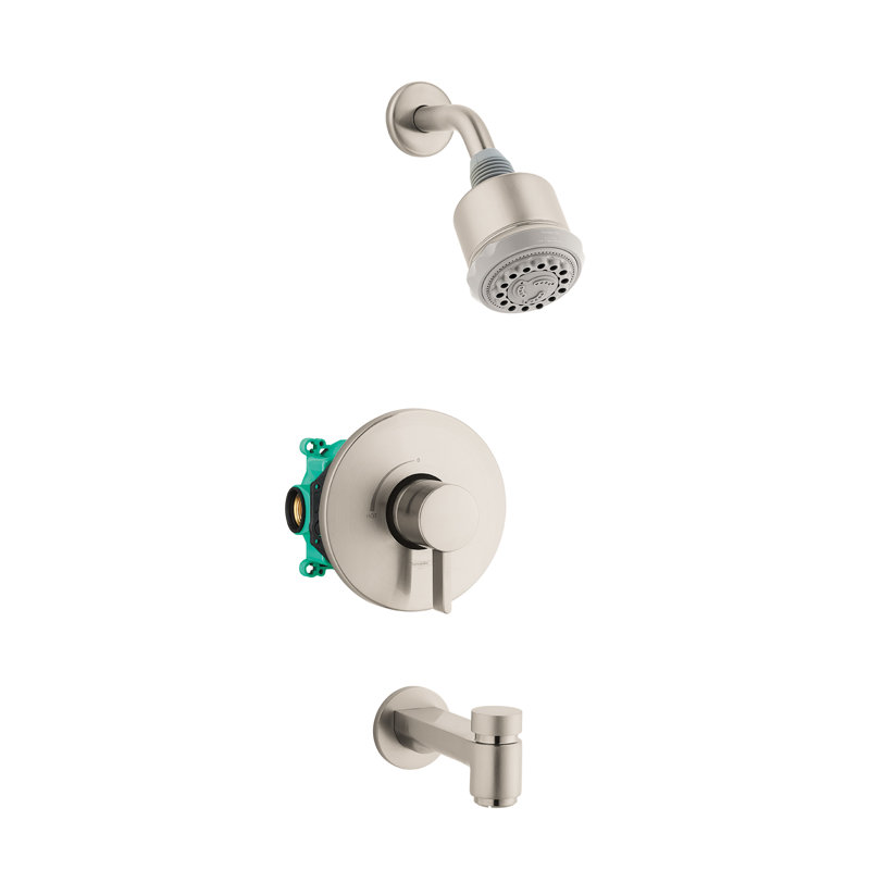 Clubmaster Pressure Balanced Tub and Shower Faucet with Rough-in Valve, Brushed Nickel