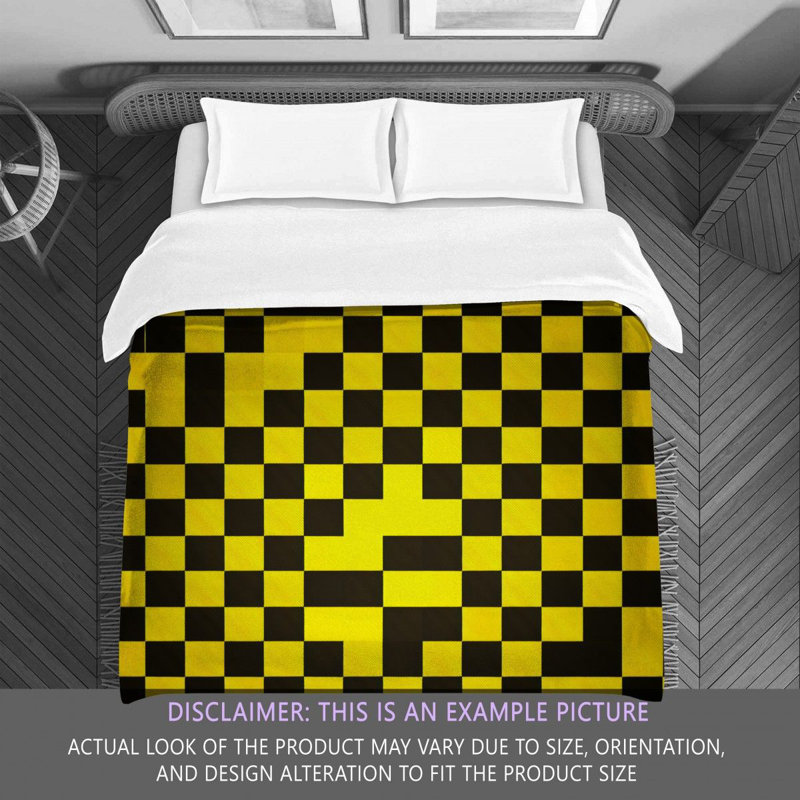Polyester Comforter, Twin Comforter, Black/Yellow Checkered