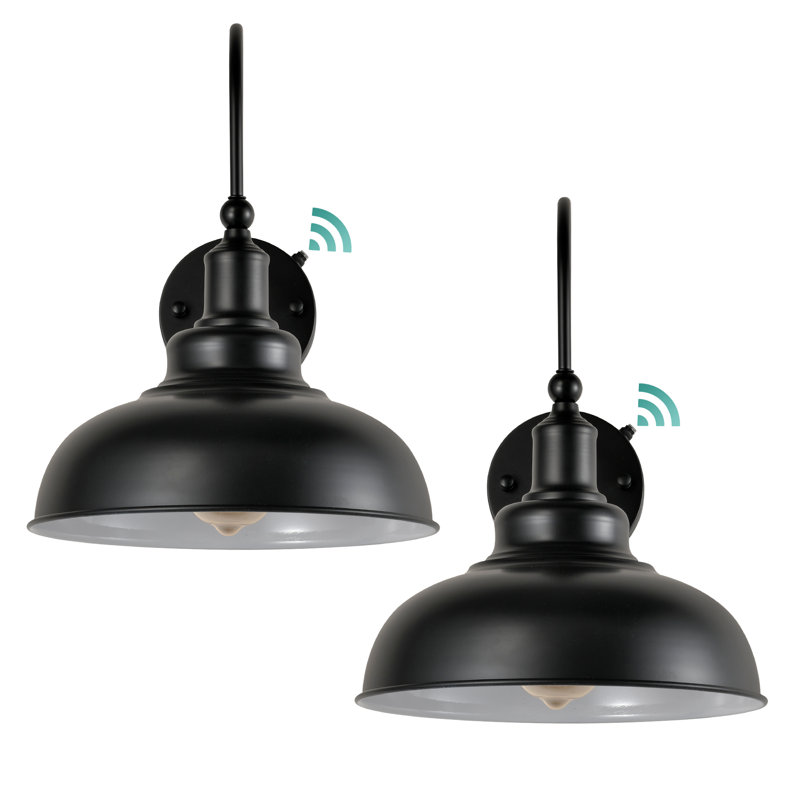 2-Pack Dusk To Dawn Sensor Gooseneck Barn Light - Farmhouse Outdoor Wall Sconce In Black And White(Bulb Not Include)