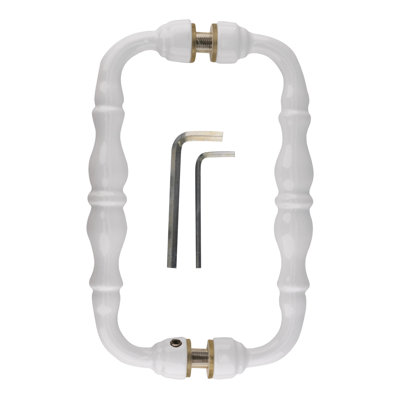 Shower Door Handle Back to Back Mount 8" Center to Center White Finish