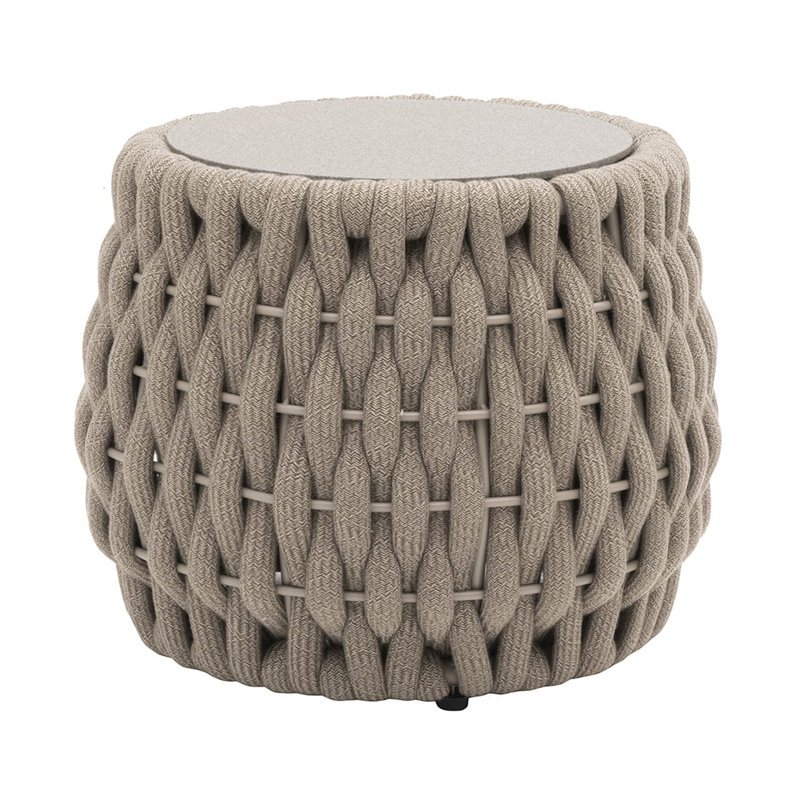 Darpan Round Metal Outdoor Side Table , 54cm W 54cm D, Beige