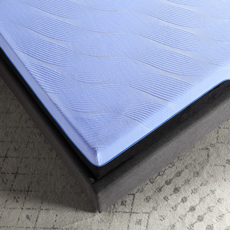 Matelas en mousse de latex à 6 couches de 12 pouces et base ajustable, housse de glace bleu ciel, mousse de cuivre, pour un sommeil rafraîchissant avec base et ressorts, nuit relaxante et confortable