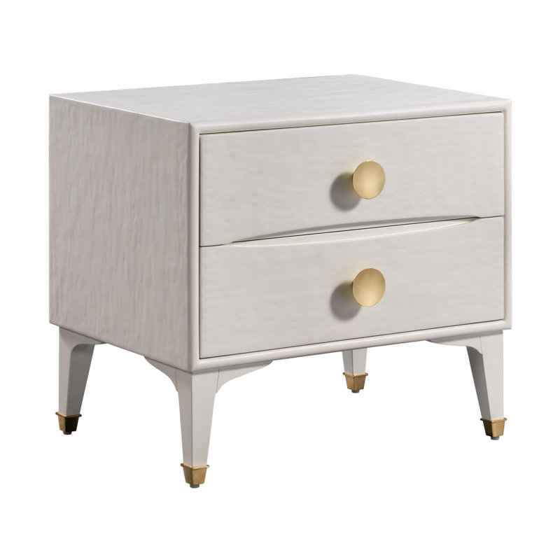 Table de chevet 2 tiroirs Tena, Blanc