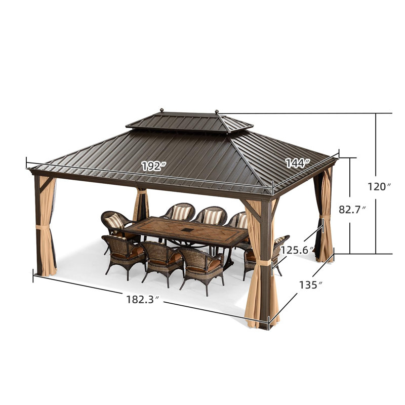 16 Ft. W x 12 Ft. D Aluminum Patio Gazebo