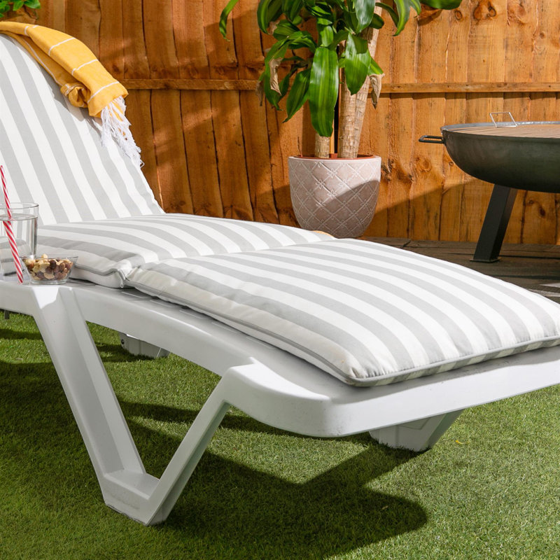 188cm Long Reclining Single Chaise with Cushions, Grey