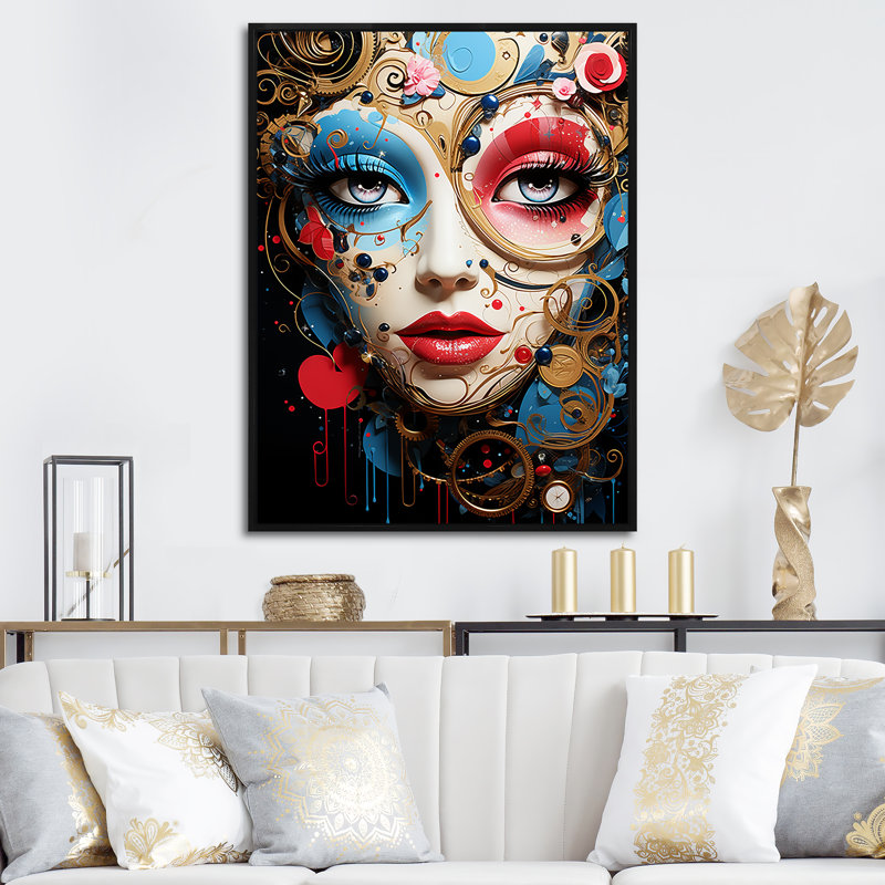 Pop Art Elegance Portrait of Woman - Art mural Pop Art, Cadre flottant noir, 32" H x 24" W
