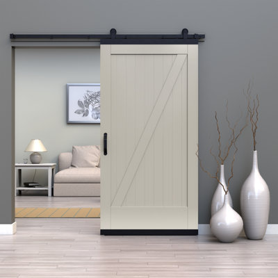 Karona Z Design Primed Composite Sliding Barn Door with Hardware Kit