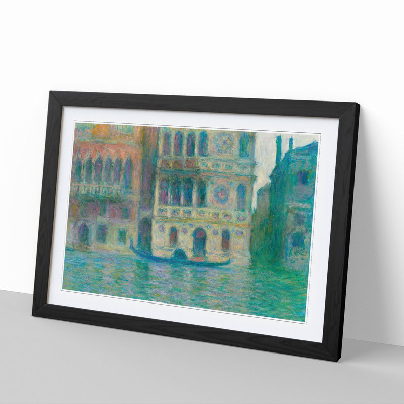 Venice, Palazzo Dario by Claude Monet - Picture Frame Painting, 27cm H x 36cm W x 2cm D, Black Framed