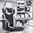 Gaming Chair With Footrest, High Back Gaming Chairs PVC Leather Ergonomic Office Gamer Chair Headrest Lumbar Support Racing Style Video Gaming Chair (Black White)-1146635065