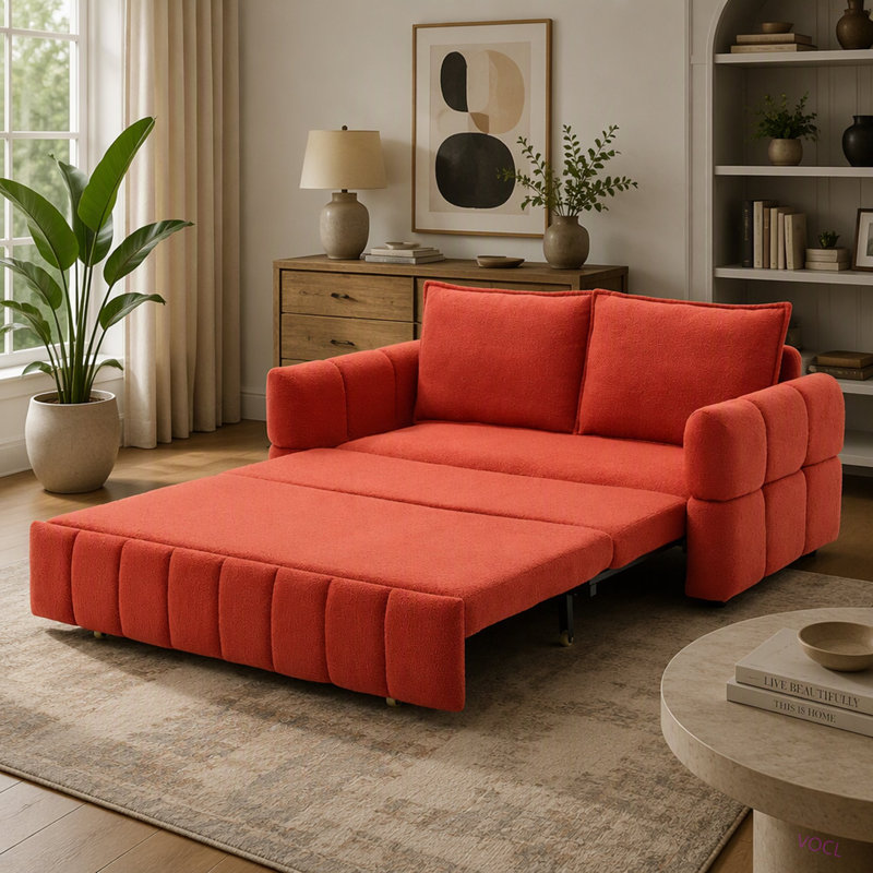 Canapé-lit 3 en 1 avec méridienne Teddy intégrée, disponible en 3 couleurs.