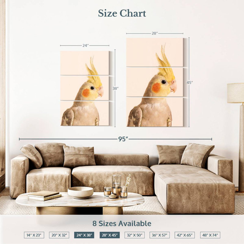 Brampt Smiling Cockatiel, 38" H x 24" W