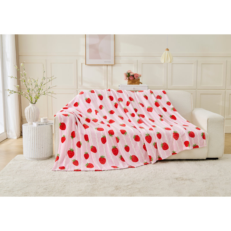 MXM FUN STRAWBERRY FLANNEL THROW 230X230 MULTI