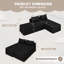 Canapé convertible désossé, canapé modulaire flexible 4-en-1 avec méridienne réglable et assise profonde, conception modulaire rembourrée pour le salon, comprend 2 coussins, aucun assemblage requis, noir-1250137185
