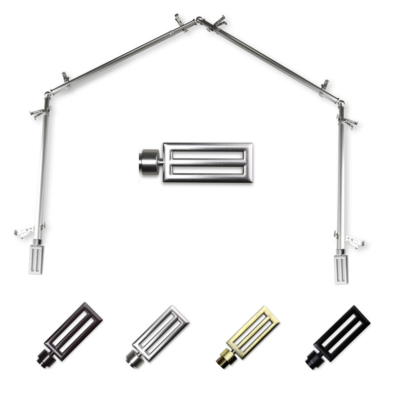 Tringle à rideaux simple à baie vitrée réglable de 28 à 48 po Iovu, Nickel satiné, 18 po à 28 po (chaque côté)