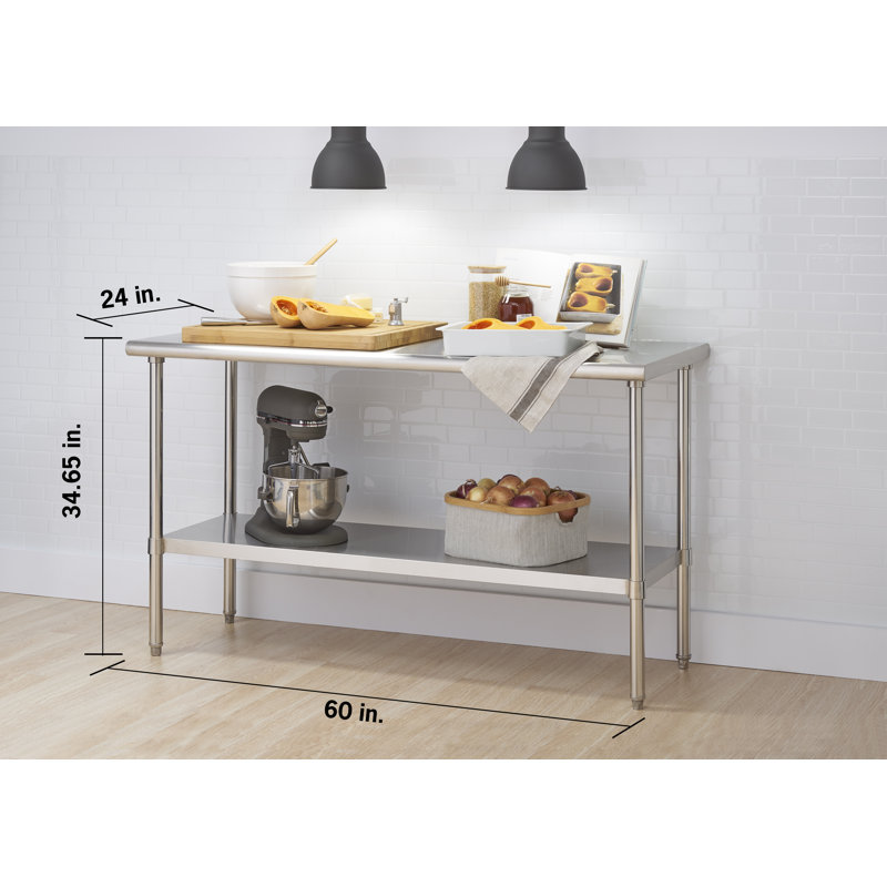 TRINITY EcoStorage NSF Stainless Steel 60 in. W x 24 in. D Utilty Table w/ Adjustable Bottom Shelf