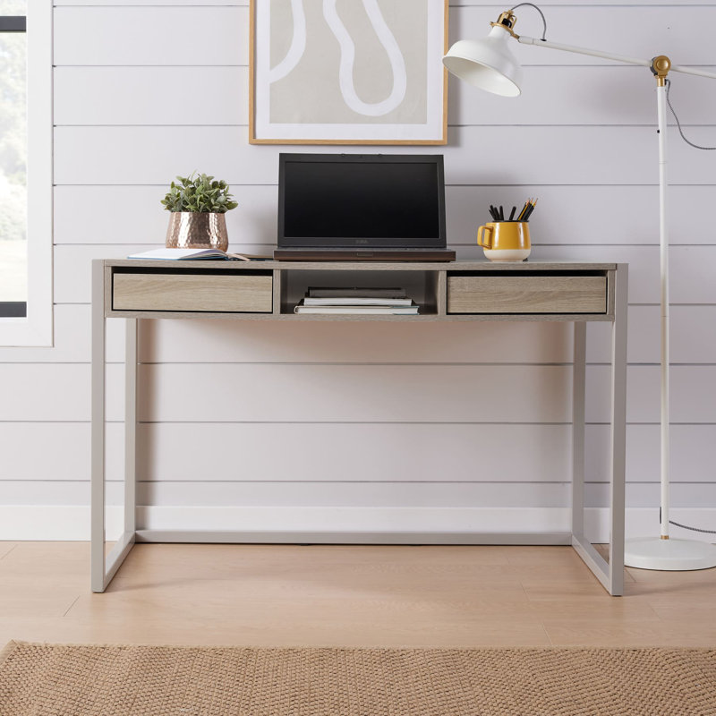 Kraul 120Cm W Rectangular Computer Desk, Grey, Brown