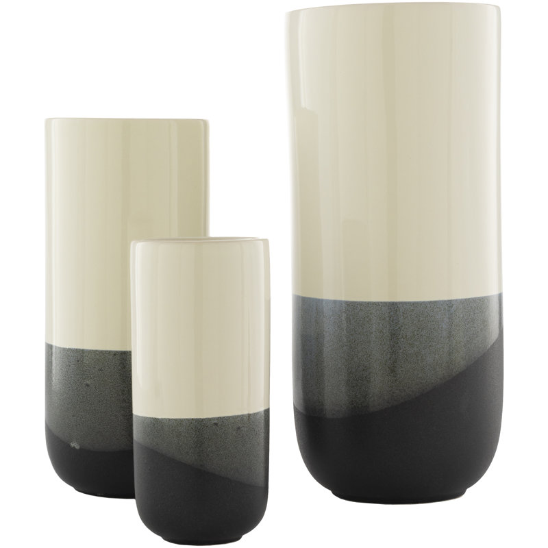 Briarcliff Ceramic Table Vase, Ivory/Black
