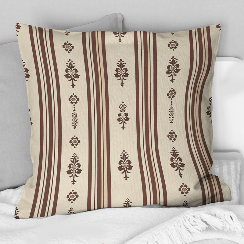Motif à rayures brun et blanc I - traditionnel, H 16 po x l 16 po