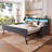 Twin Size Daybed With Trundle, Upholstery Daybed With LED Light And Charging Station, Velvet Daybed With Wood And Metal Frame