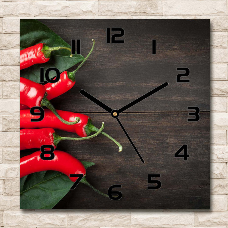 Glass Wall Clock, Brown/Red/Black