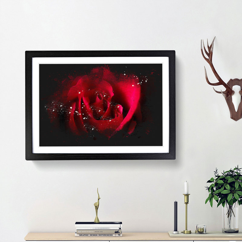 The Beauty of a Red Rose - Picture Frame Graphic Art Print, Black Framed, 33cm H x 45cm W x 2cm D