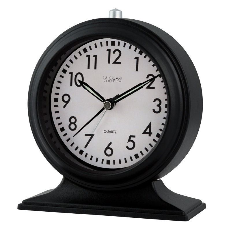 Small Black Plastic Round Analog Alarm Clock