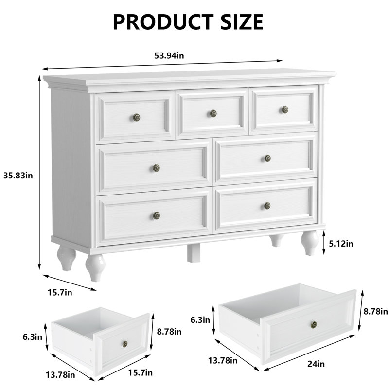 137cm W 7 - Drawer Chest of Drawers
