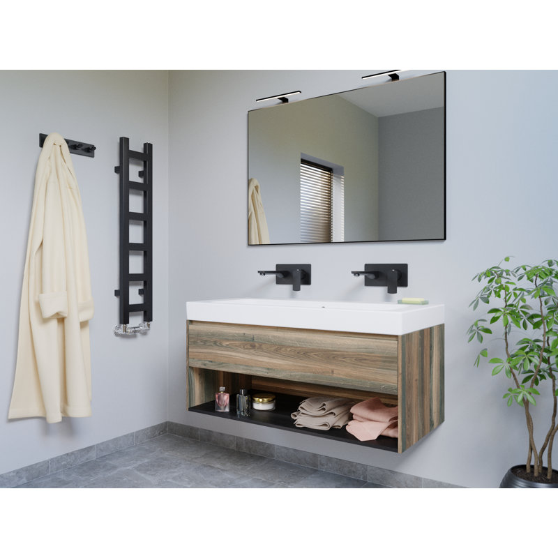 Easy Heated Towel Rail, Black, 96 cm H  x 20 cm W x 7.2 cm D