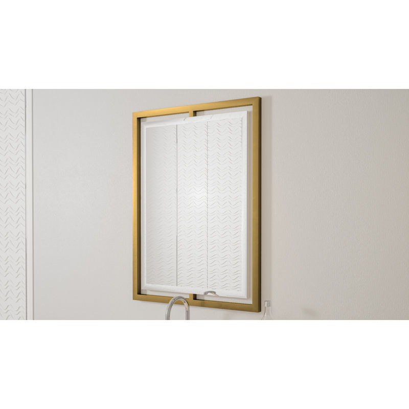Adibah Matte Black Framed Mirror, Weathered Brass